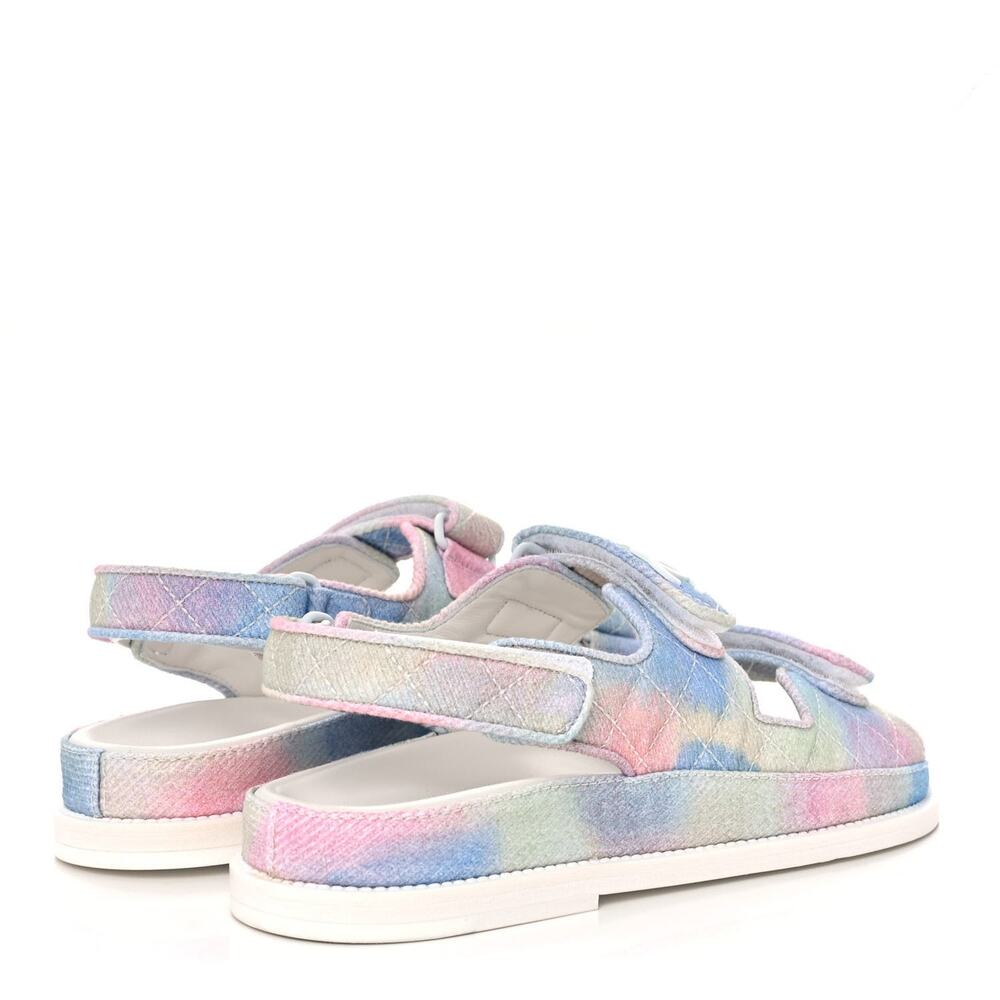 Chanel NIB Interlocking CC Logo Rainbow Quilted Slingback Dad Sandals 41.5 NEW - Picture 5 of 12